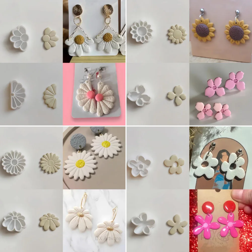 Mini moules de découpe d'argile en forme de marguerite, motifs floraux, coupe-argile polymère pour bricolage de boucles d'oreilles, bijoux, Badge, outils de décoration