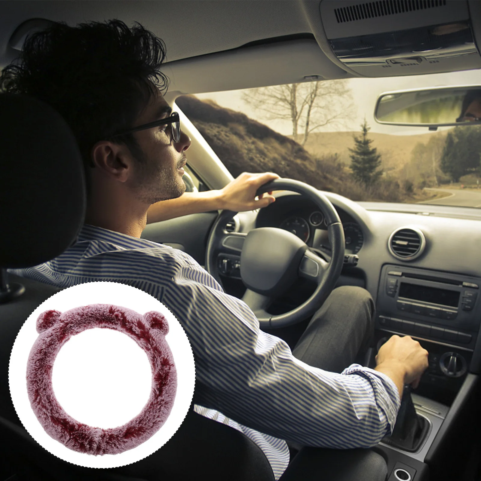 

1pc Winter Warm Steering Wheel Cover Universal Fit Car Steering Protector Non Slip Heat Resistant Soft Touch Easy Install