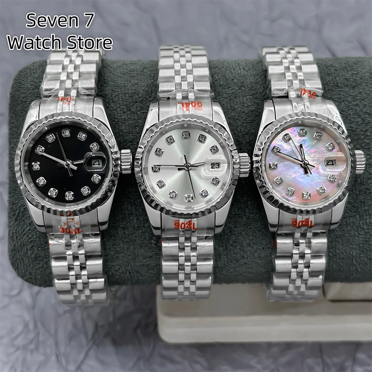 BLIGER 26mm orologio da donna 3 punti data diamante rosa madreperla NH05 movimento automatico vetro zaffiro argento