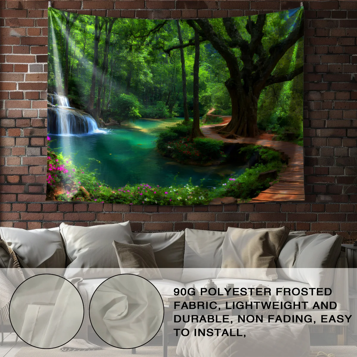 1 قطعة Ins نمط المناظر الطبيعية المطبوعة نسيج خلفية القماش تغطي الجدار القبيح الديكور أحجام متعددة آلة قابل للغسل #5