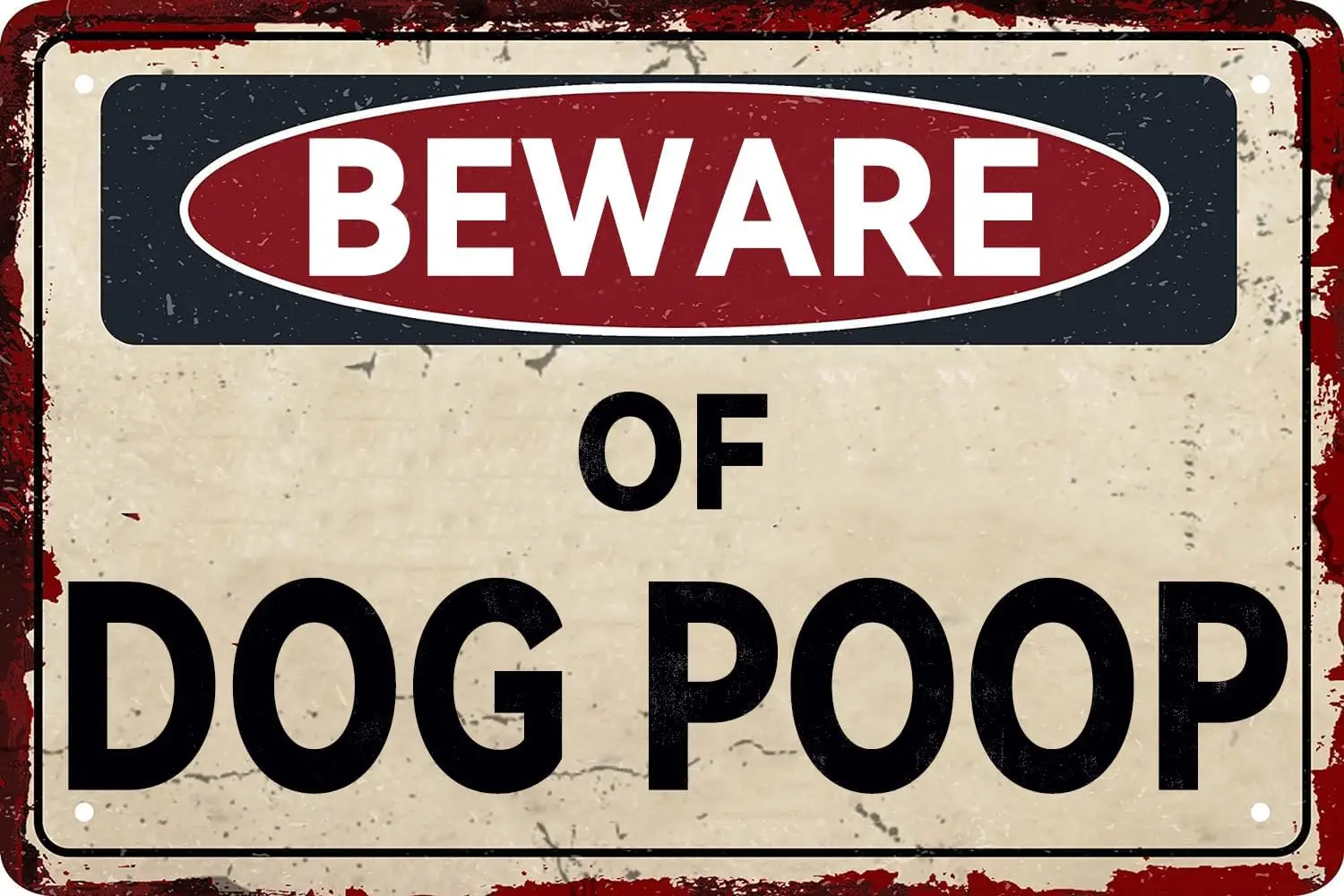 Beware of Dog Poop Retro Warning Metal Tin Sign Dogs Sign Vintage Wall Art Decor Plaque for Home Garden Garage Farm Backyar sign