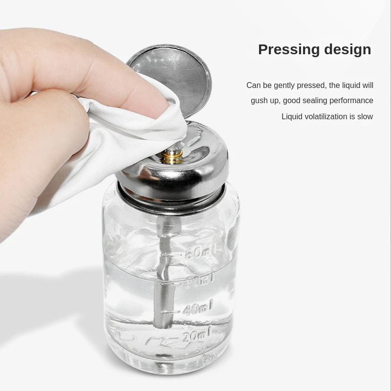 Thickened Glass Press Type Alcohol Bottle Washing Plate Water Eraser Water Acetone Bottle Corrosion Resistant Nail Polish Remove