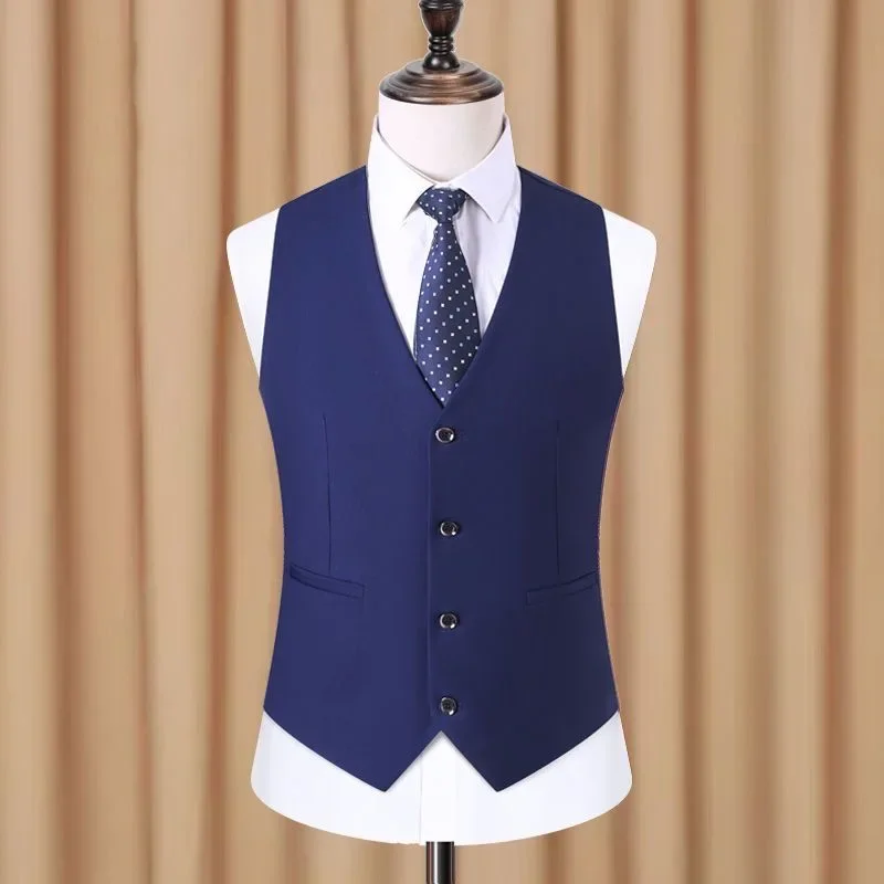 

Dark teal groom's vest youth Korean style slim spring and autumn professional vest