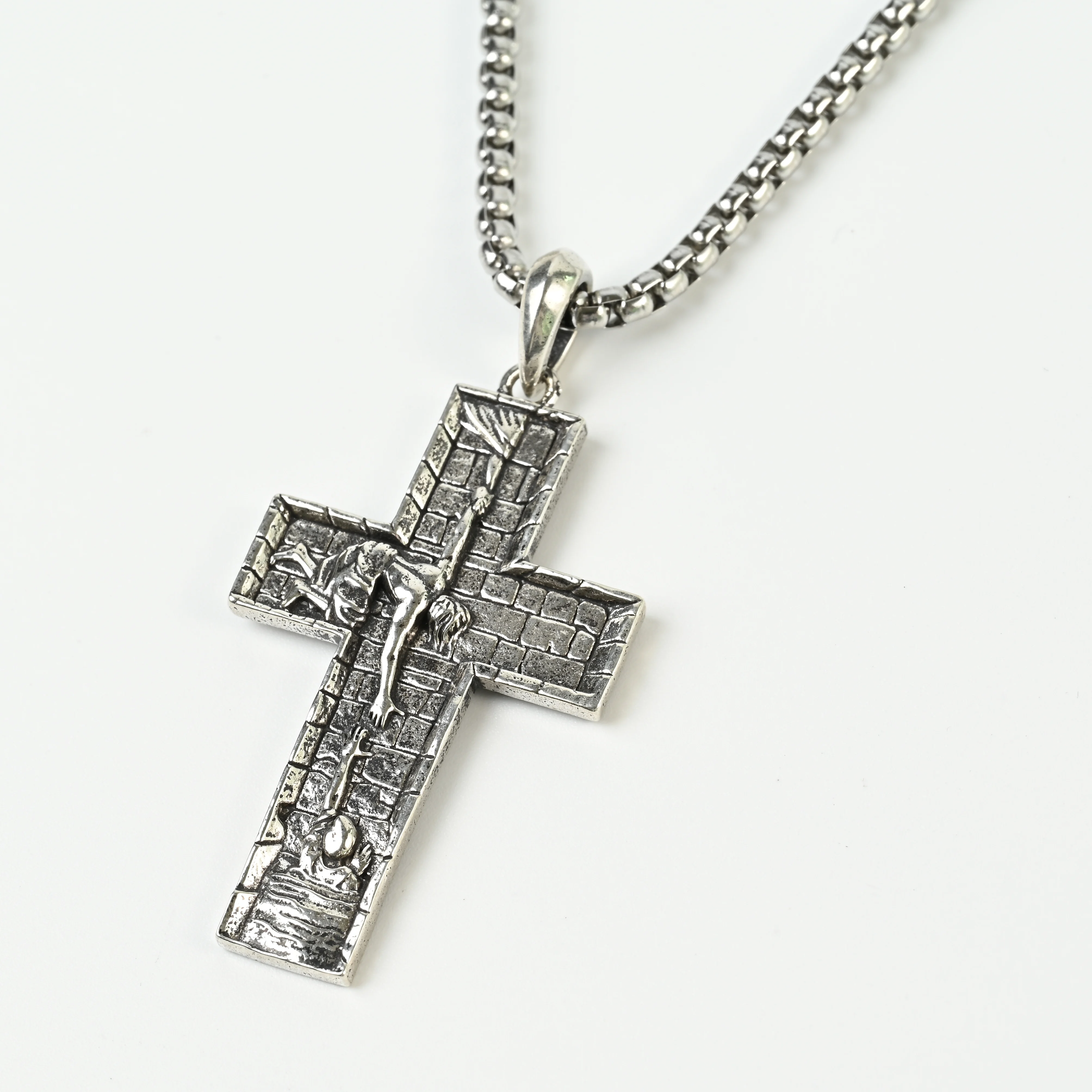 

Savior Jesus Cross 925 Silver, Religious Jesus Necklace Pendant Jewelry Men's Necklace Christian Gift