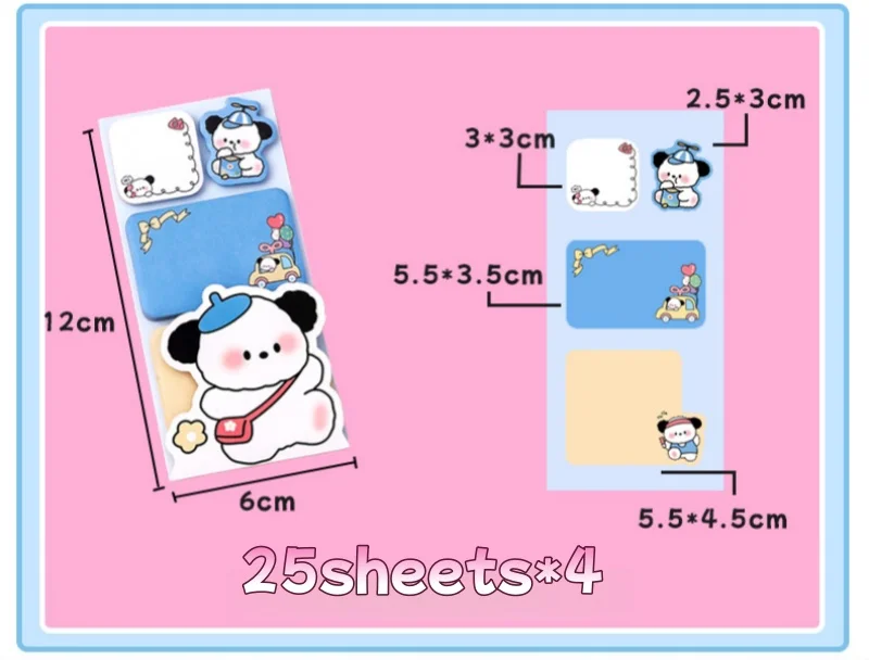 100/400sheets Sticky Notes Cute Student Sticky N Stickers Memo Pads Cartoon Animals Combination Unique Message Paper