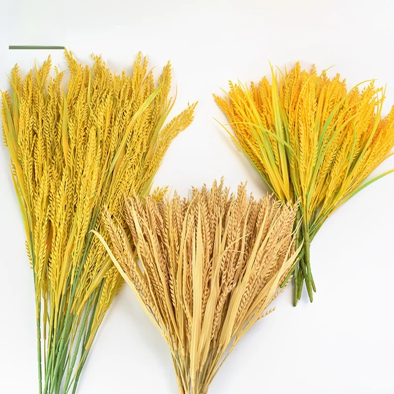 Spighe di Grano Artificiali in Plastica, Finti Chicchi di Riso, Fiori Secchi, Erba Acquatica per Cerimonie di Apertura, Composizioni Floreali, Fotografia
