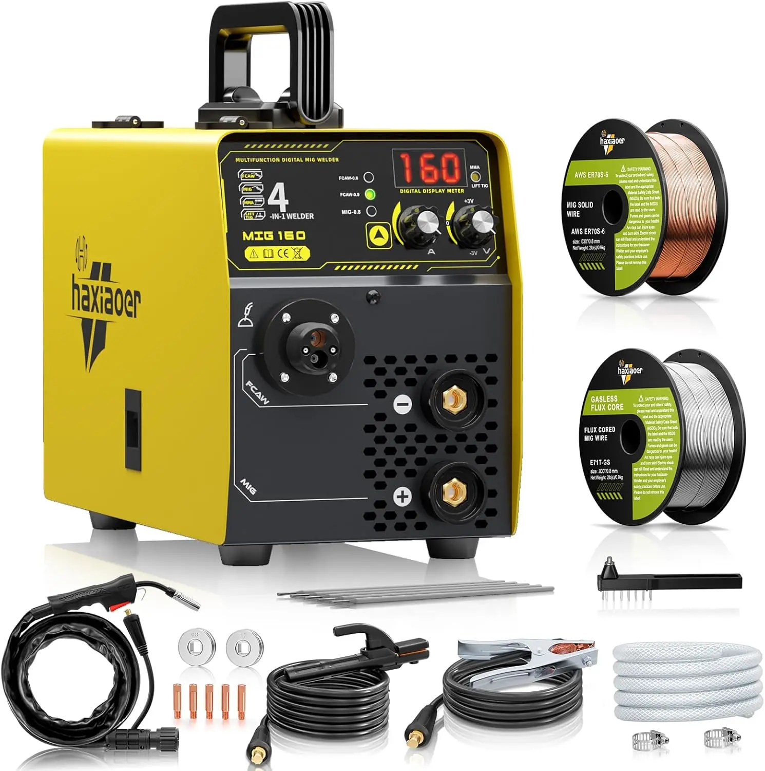 

Gas Mig Welder Flux Core Lift Tig Stick Welder IGBT Synergic Control Multi Process Welder 110V 4 In 1 For Diy Professional Use