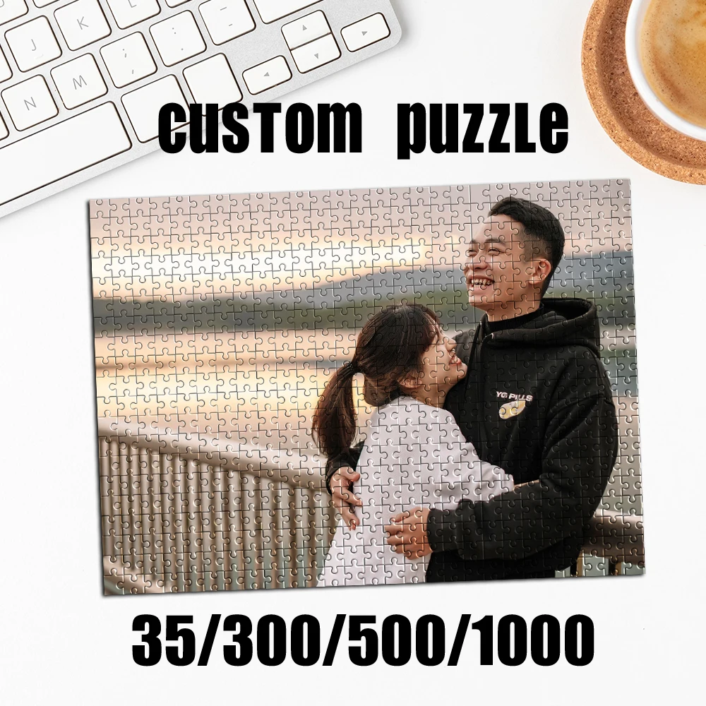 35/300/500/1000pcs Personalized Custom Photo Puzzle Couple photo For Housewarming Bedroom/Living Room For Children's Day