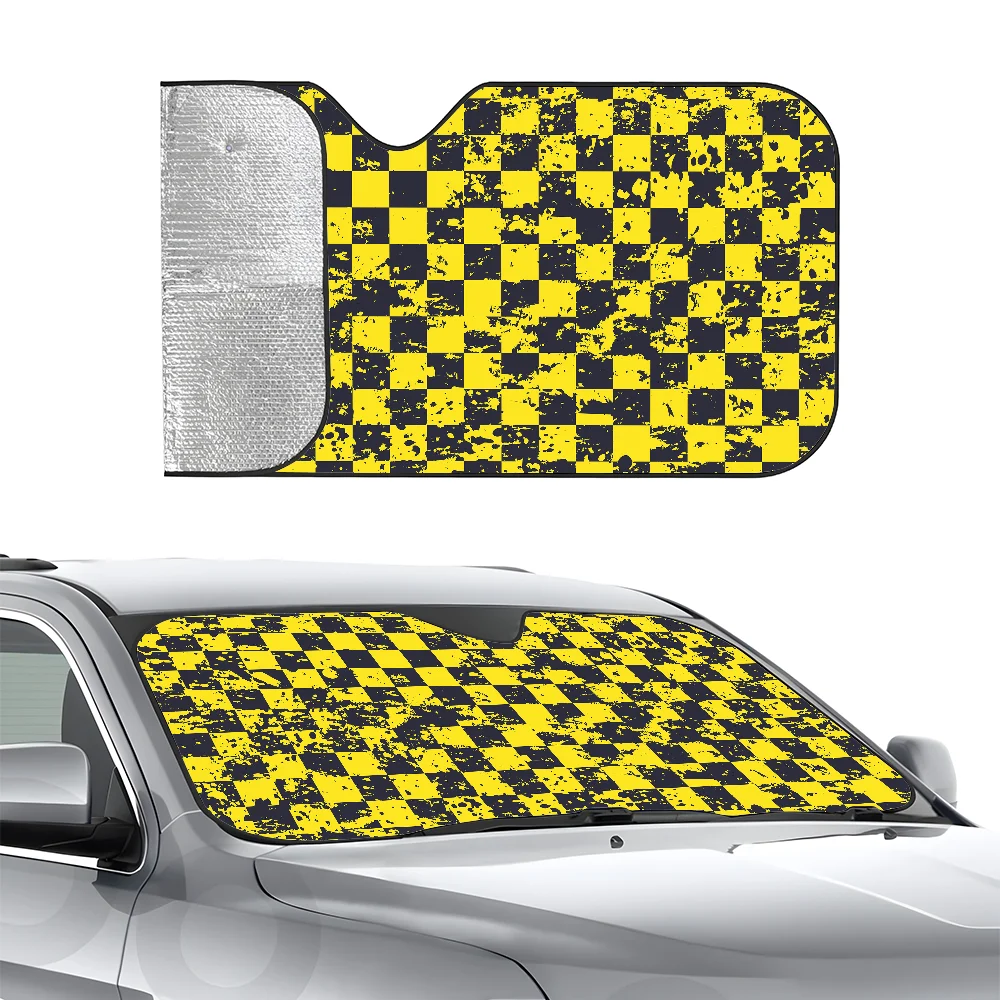 

Гоночный клетчатый флаг Автомобиль SunSha Трехслойная изоляция Переднее лобовое стекло автомобиля Солнце Ша Блоки на присоске УФ-лучи Солнце