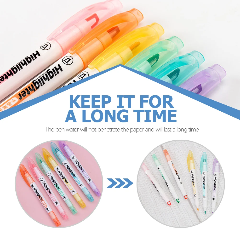 Double Ended Highlighter Students Marker Pen Working Hightlight Scrapbook Painting