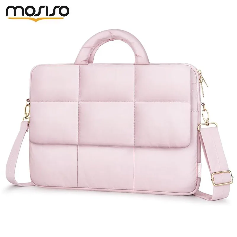 Laptop Shoulder Bag for MacBook Pro Air 15 16 15.6 inch M4 M3 M2 Puffy Messenger Computer Sleeve Rectangle Quilted Flapover Bags