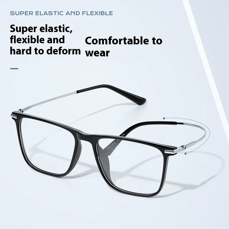 Occhiali da lettura anti luce blu dal design semplice con montatura quadrata in titanio da uomo alla moda Fotocromatici con prescrizione personalizzabile