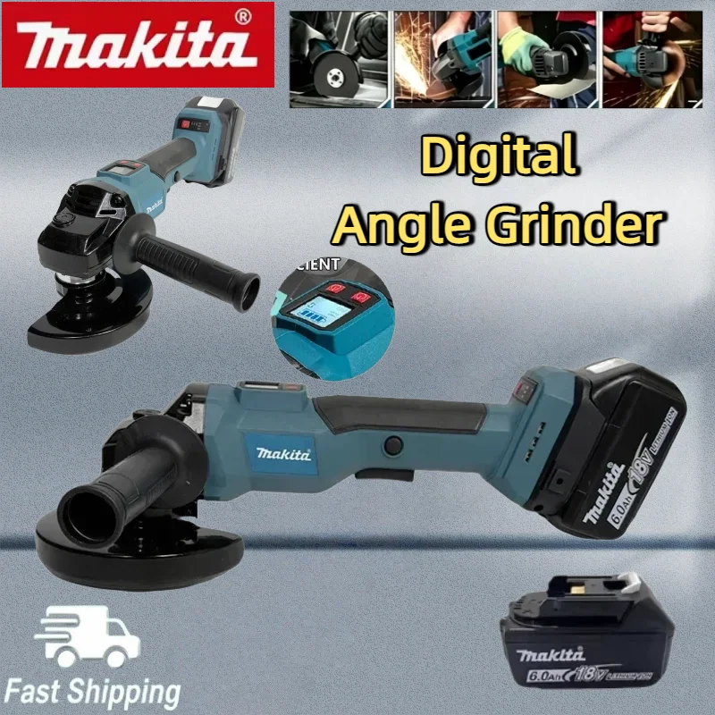 

Бесщеточная угловая шлифовальная машина Makita с цифровым дисплеем для полировки, шлифовки и резки, электроинструмент для аккумулятора 18В