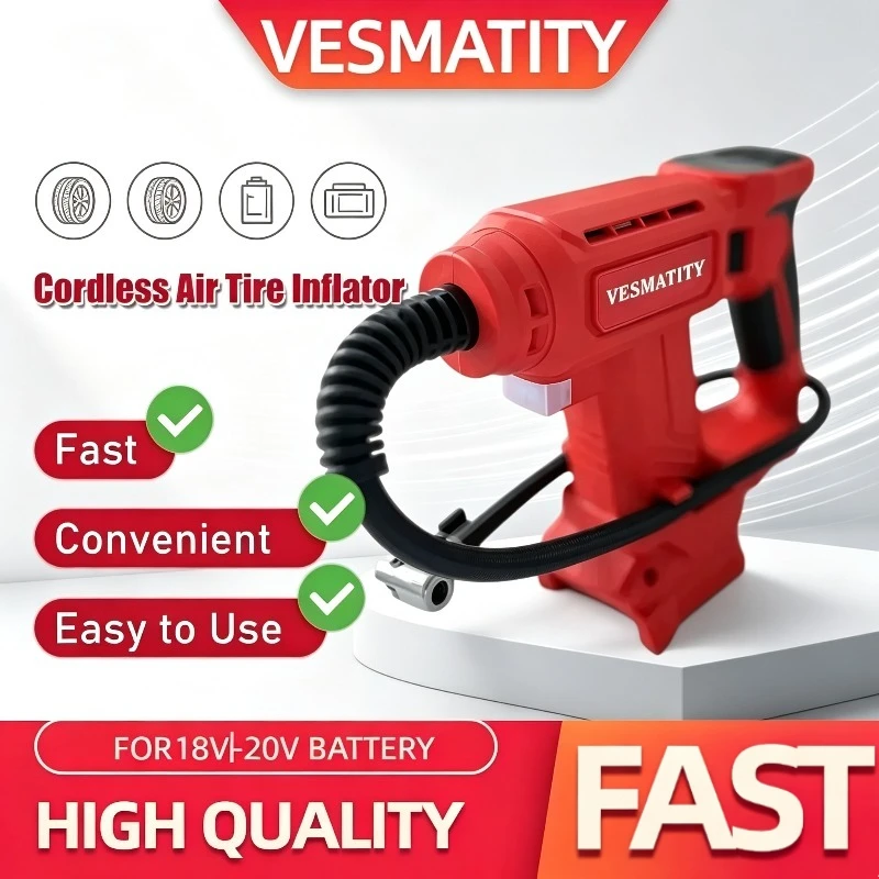 Electric Air Pump Cordless Car Tyre Inflator Portable Air Compressor for Cars Bicycles Fit Milwaukee Battery