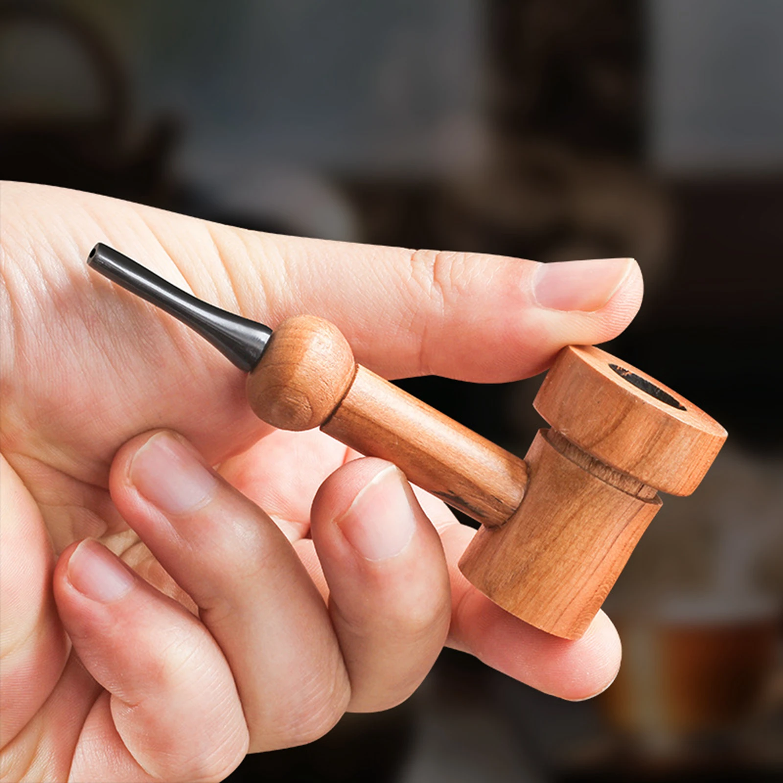 1pc Wooden Handmade Cigarette Holder, Circulation Filter Tobacco Tobacco Pipe For Men Gift