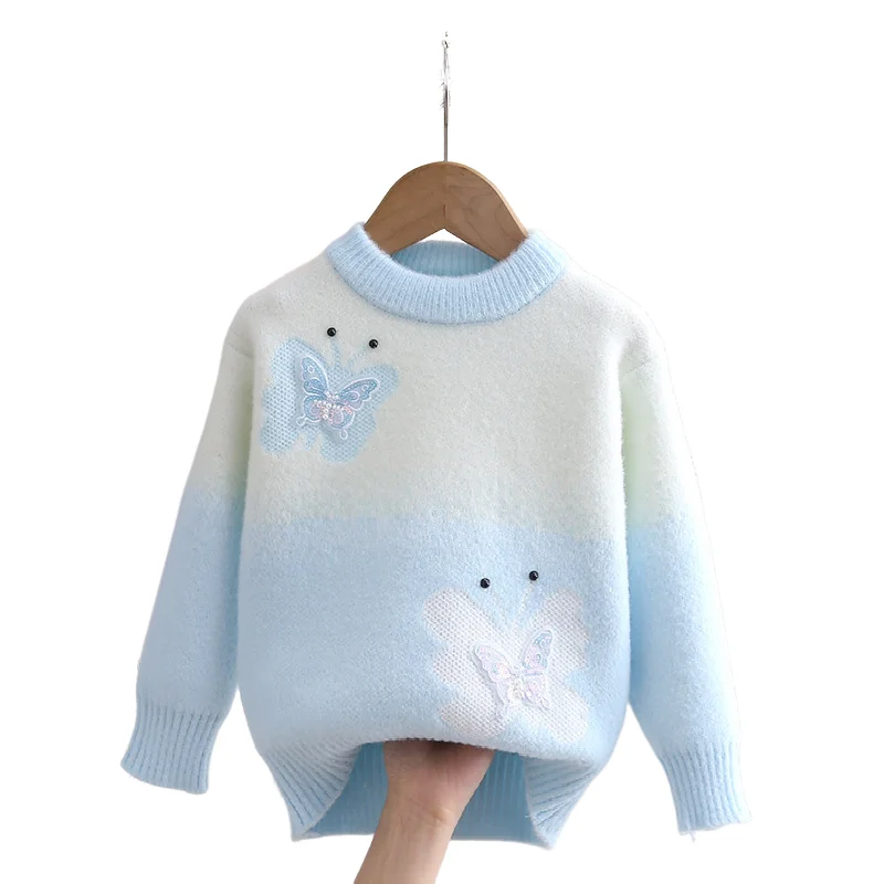 الخريف الشتاء الفتيات محبوك سترة الكرتون بلوزات بأكمام طويلة جولة الرقبة البلوز ملابس الأطفال مريحة موضة جديدة #5