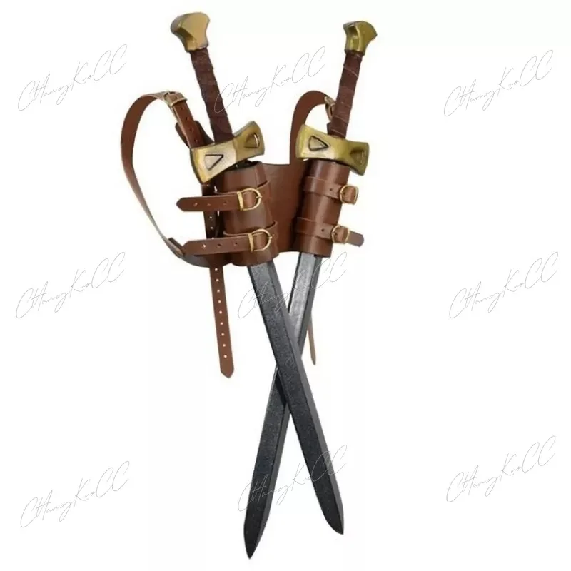 Medieval Viking Spartan Norse Celtic Knight Warrior Sabre with PU Leather Sheath for Men Women LARP Cosplay