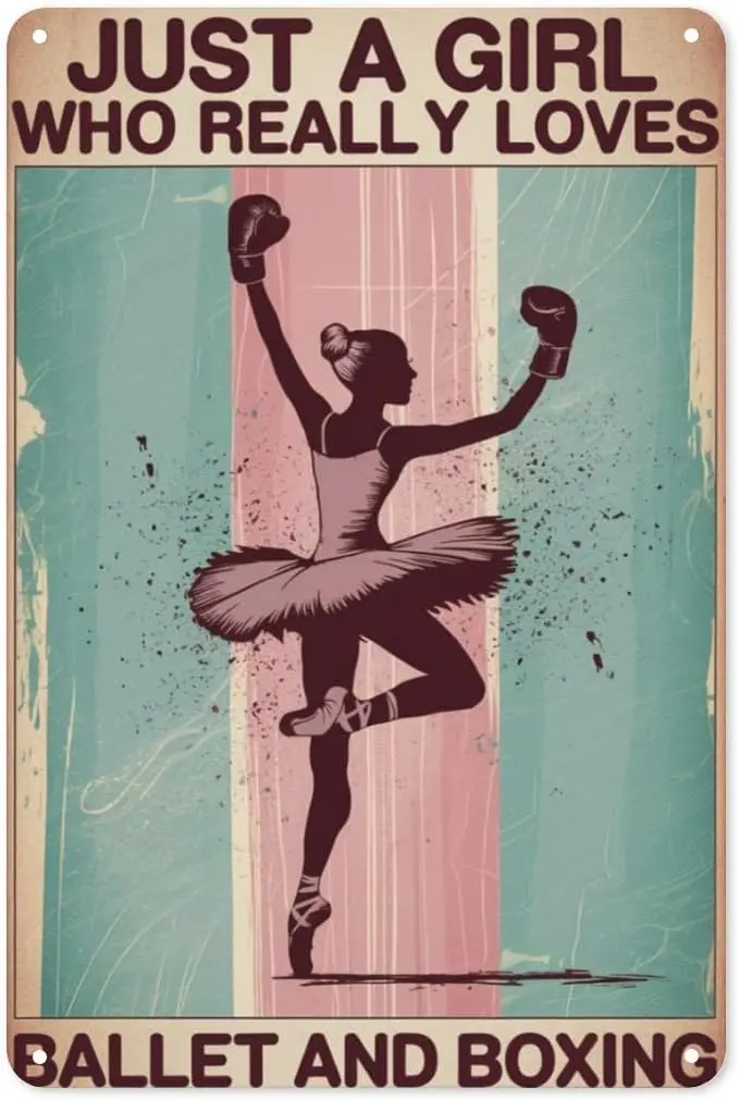 Dance & Fight Tin Sign 8X12IN Edgy Metal Wall Art for Gym, Studio & Feminist Room Decor with Contrast Motif sign