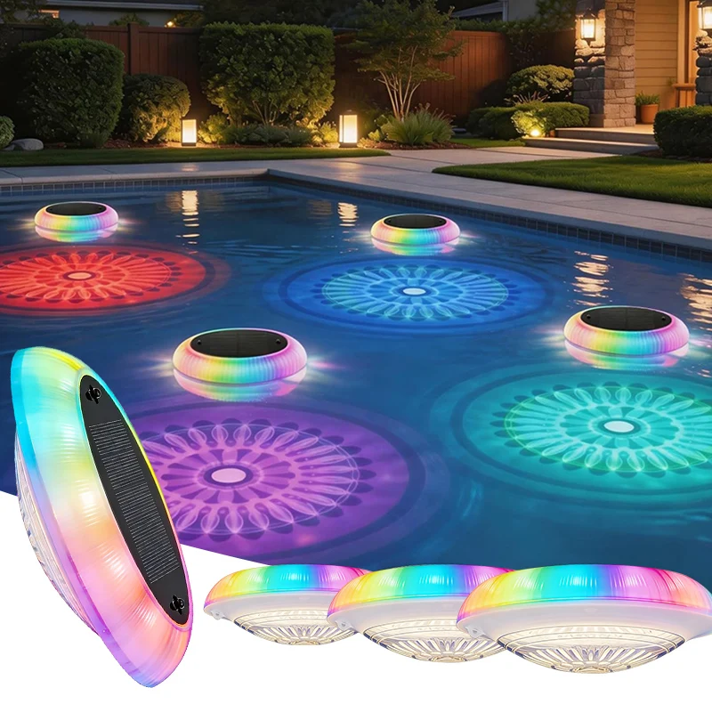 

5050RGBWC LED Pool Lights Solar Powered Solar-Powered Floating Water Light Bathtub Lights Floating Pool Lights for Pool