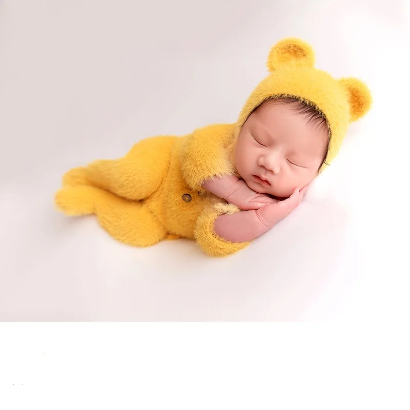 

Neonatal photography teddy bear conjoined clothing full moon baby photography newborn baby studio art photography clothing