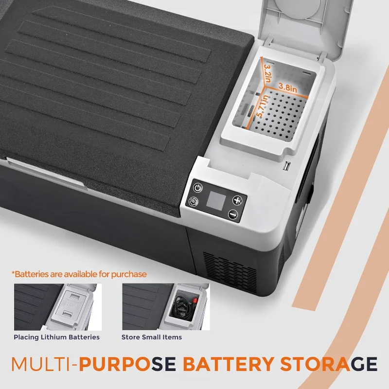 Dispositivo di raffreddamento elettrico per frigorifero da 12 Volt - Compressore per frigorifero da 24 Quarti (23 L) 12/24 V CC e 110-240 V CA, batteria utilizzabile per frigorifero da 12 V