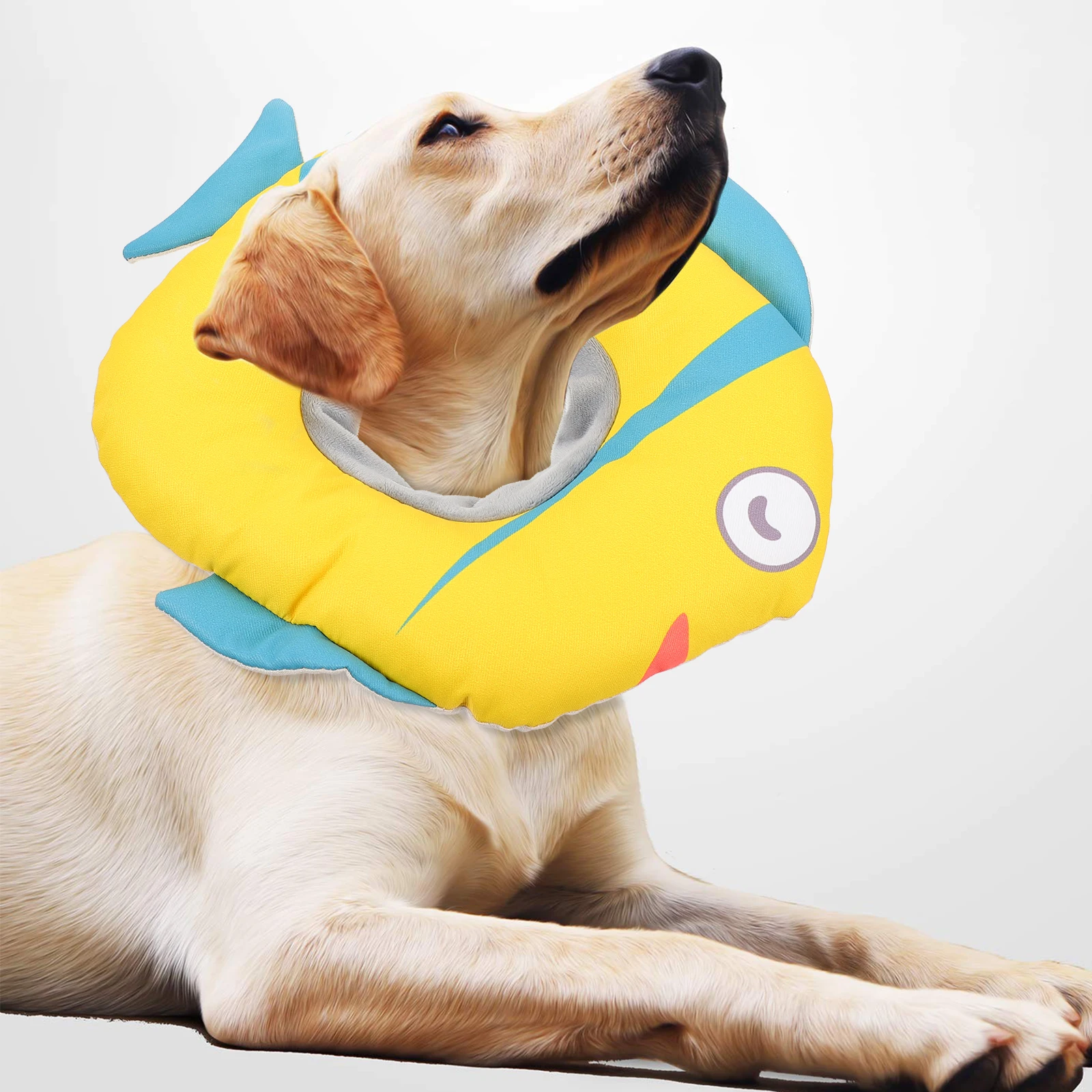 

Adjustable Pet Recovery Collar Cat Wound Surgery Cone Neck Protector Fish Shape Durable Breathable Pet Surgery Collar Kitten