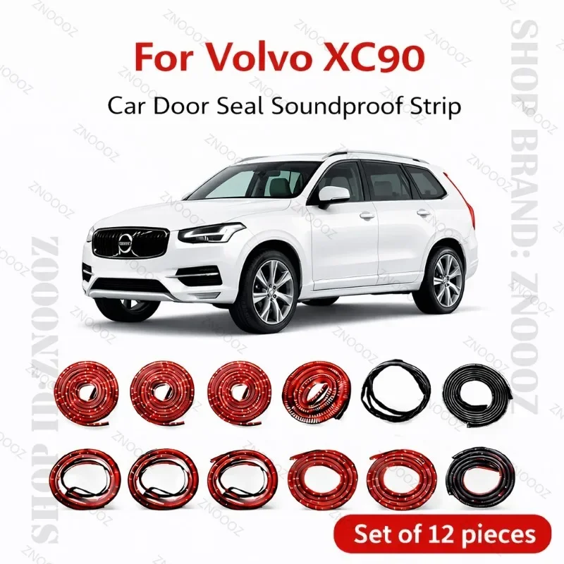 For Volvo XC90 Car Door Seal Strip Rubber Double Layer Soundproof Dustproof Waterproof Door Weatherstrip 12PCS Set
