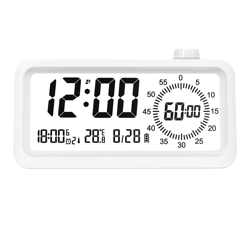 1 Piece Visual Timer Electronic Alarm Clock Silent LCD Display For Student Time Management Study White Black Blue Home Decor