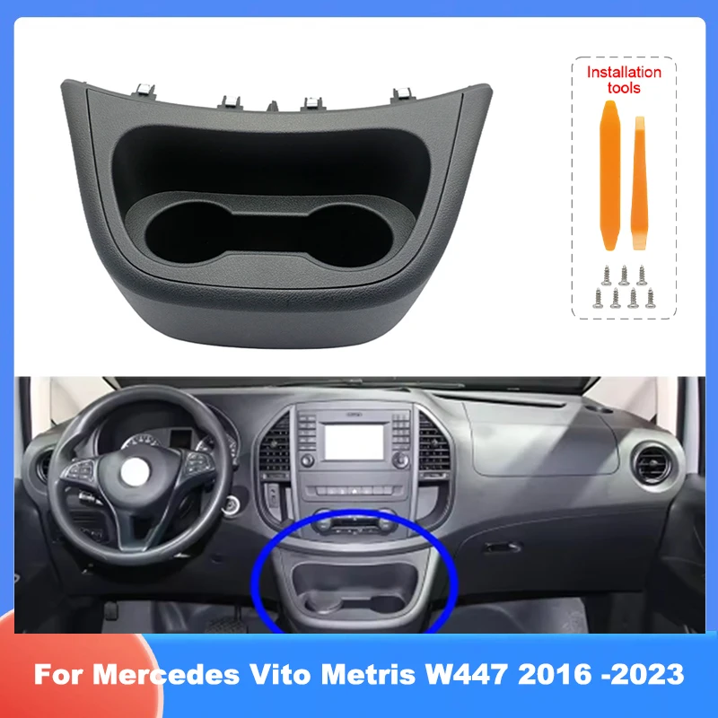 

Car Central Control Cup Holder Panel Black Accessory For Mercedes Vito Metris W447 2016 2017 2018 2019 2020 2021 2022 2023