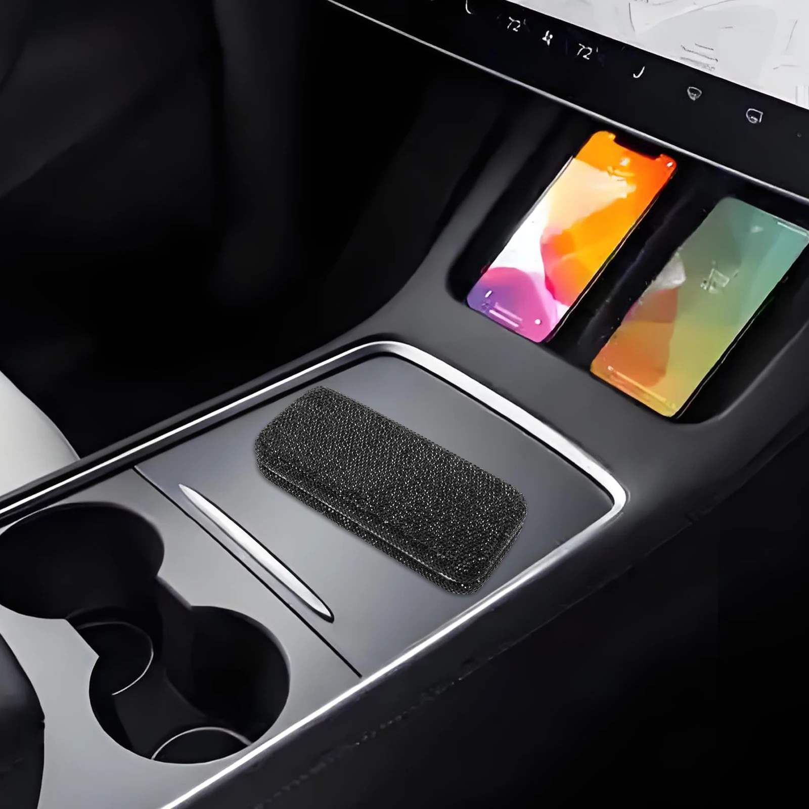 

Rhinestone Car Eyeglass Box Stylish Portable Sunglasses Organizer Case Travel Storage Bag for Glasses Men Women