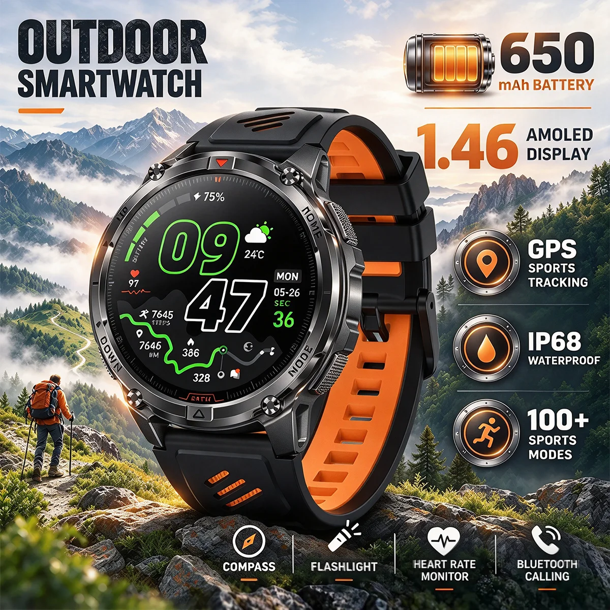 New GPS Smart Watch Men Compass Wireless Call Smartwatches Waterproof Voice Assistant Health Monitor Smartwatch For Android iOS