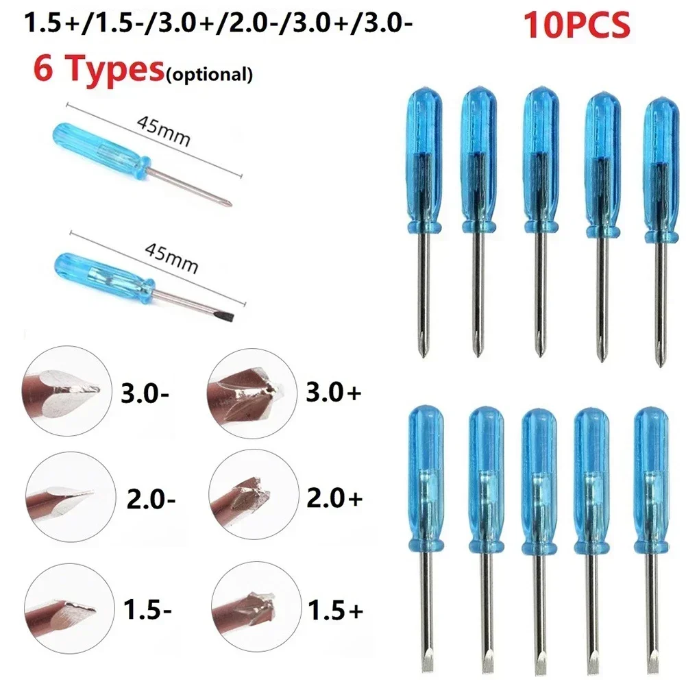 10pcs Magnetic Screwdriver Set Slotted / Phillips Precision Screwdriver Bit For X-Box Laptop Repair 1.5+/1.5-2.0+/2.0-/3.0+/3.0-