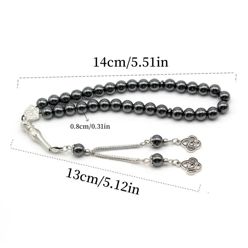 Exquisite black gallstone 8 mm 33 rosary beads beaded Islamic Arab Turkish prayer beads bracelet