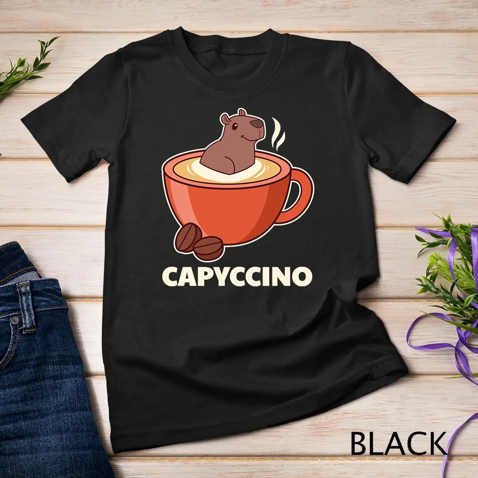 Capyccino Cute Capybara In Cappuccino For Coffee Lover T shirt vintage Washed Unisex Comfortable Top For Everyday Wear