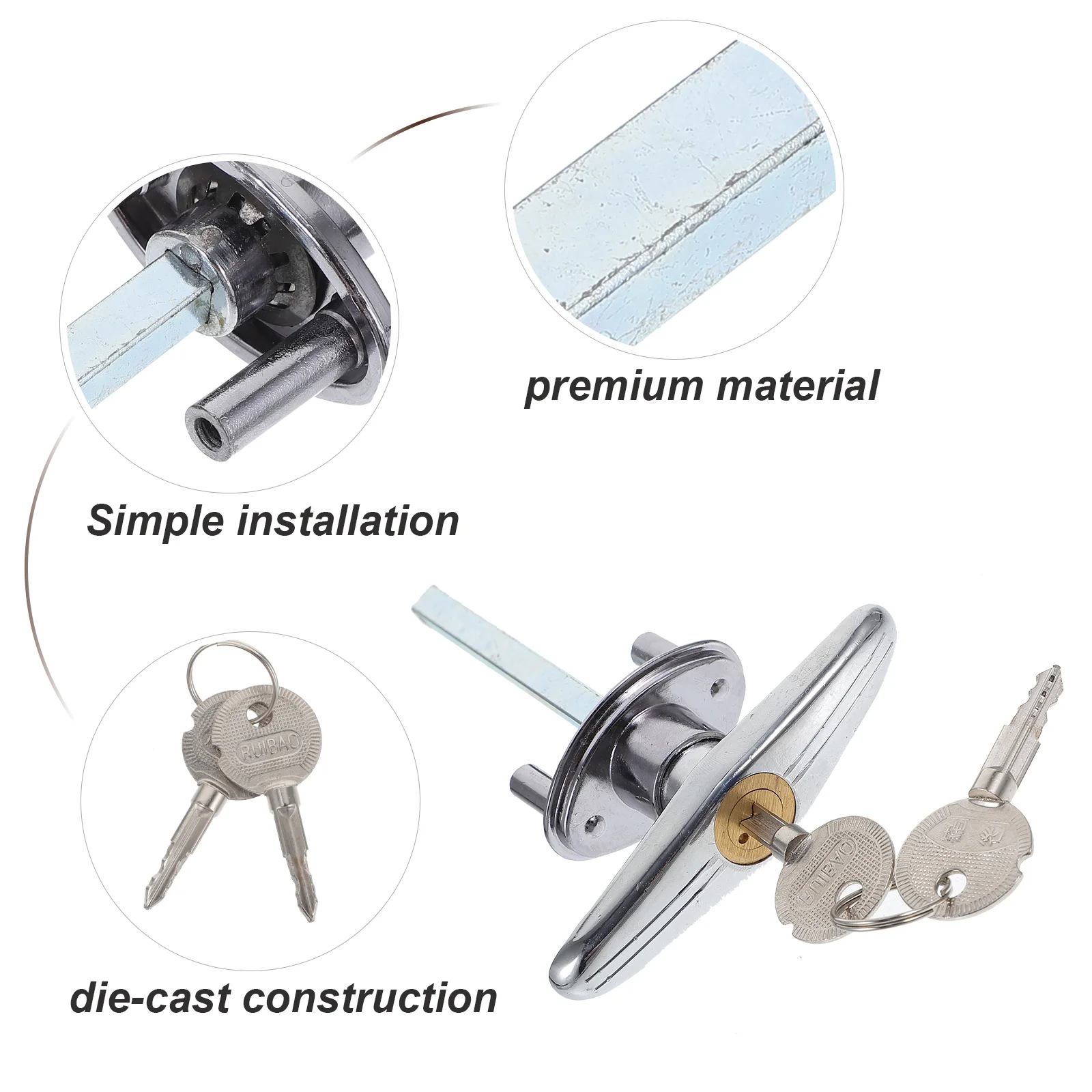 พนังล็อคประตูโรงรถจับพร้อมเปลี่ยนล็อคเกอร์ลวดเหล็ก T-Handle ชุดฮาร์ดแวร์