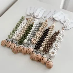 Baby Girl Pacifier Clips Flower Soother Clip Handmade Silicone Boy Dummy Nipple Holder Clip Newborn Essentional Teething Toys
