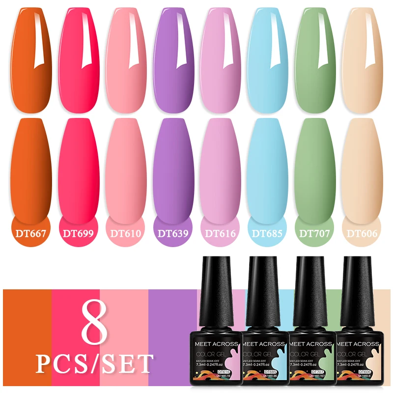 يجتمع عبر 8 قطعة 7.3 مللي هلام مجموعة طلاء الأظافر عارية البني طويلة الأمد نقع قبالة الأشعة فوق البنفسجية LED هلام الورنيش عدة مسمار الفن مانيكير DIY تصميم #2