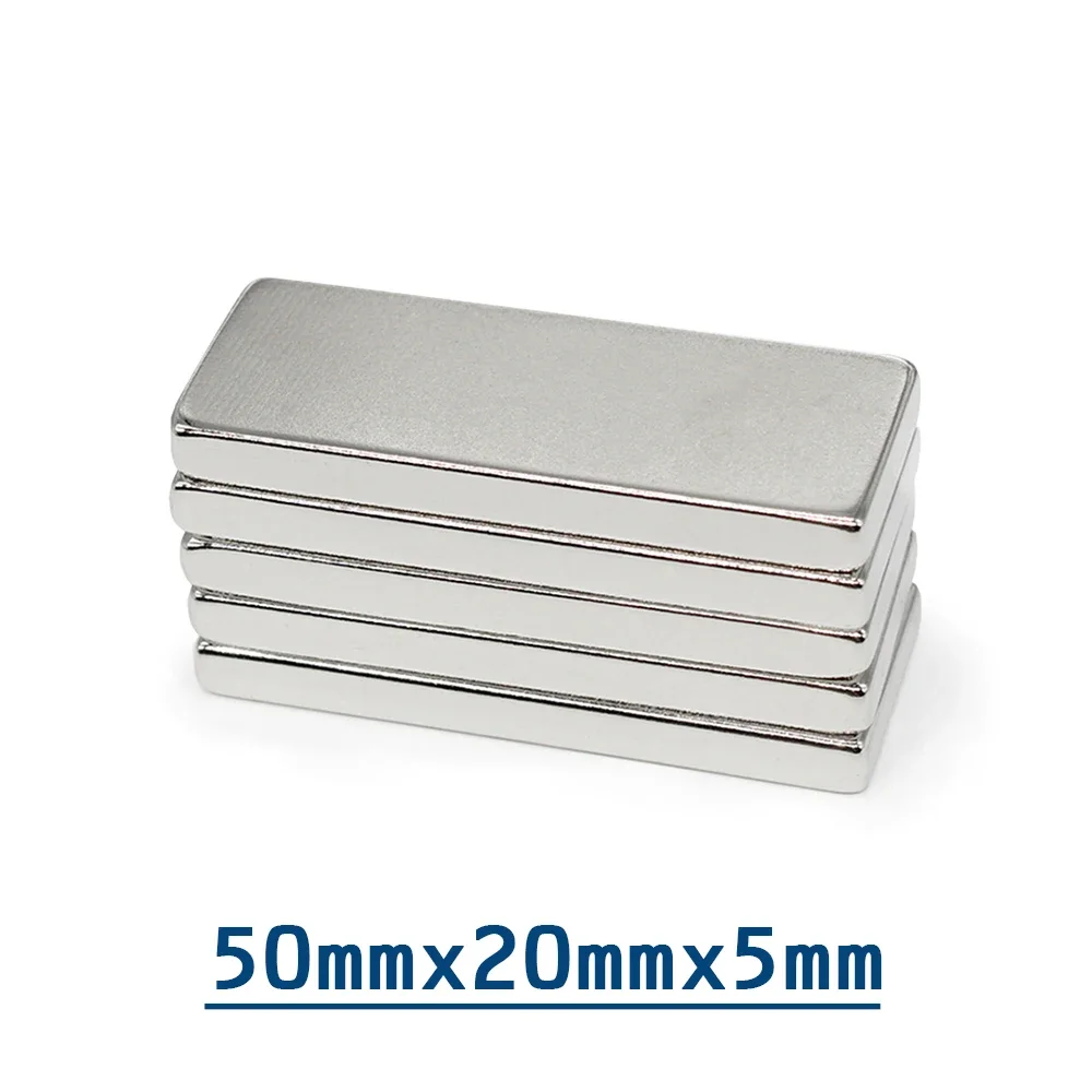 1/2/5/10PCS 50x20x5mm Quadrate Strong Powerful Magnets N35 Block Rectangular Neodymium Magnet 50x20x5 Permanent Magnets 50*20*5