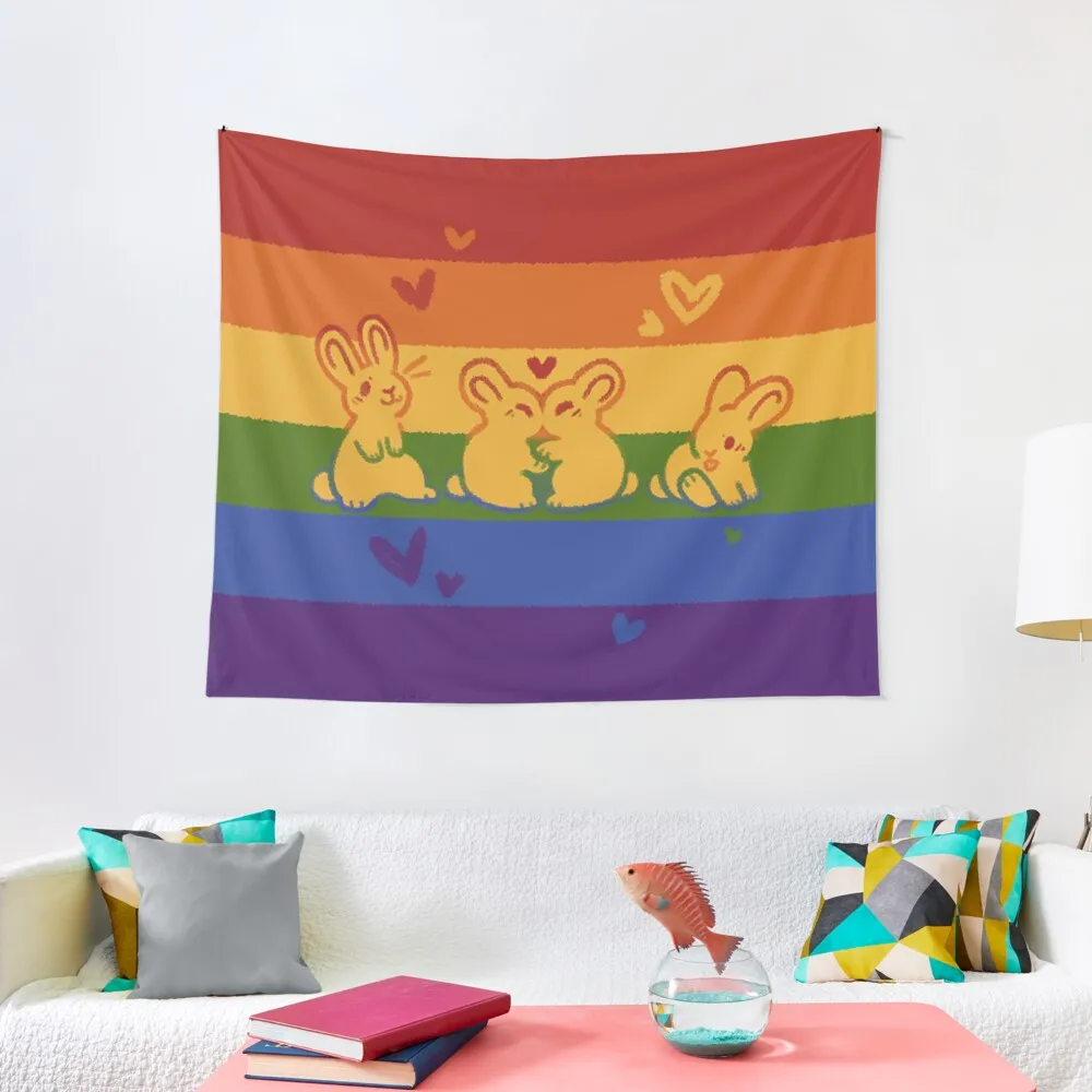 

Gay Bunny Pride Flag Tapestry Room Decorations Aesthetics Mushroom Christmas Decoration Wall Hanging Decor Tapestry