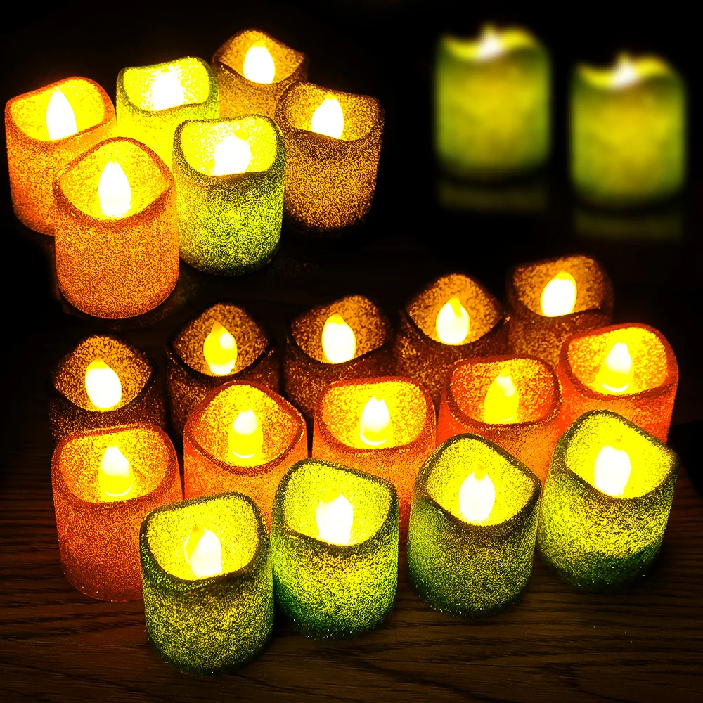 Glitter Flameless Votive Candles Battery Operated LED Tea Light Christmas Wedding Party Table Lamp Outdoor Decoration Candles