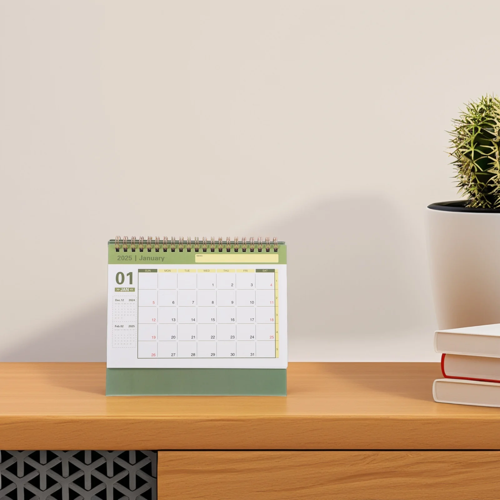 

Simple Desk 2025 White Minimalist Home Calendar Table Decorations Office Decor Standing Month Date Changeable Spiral