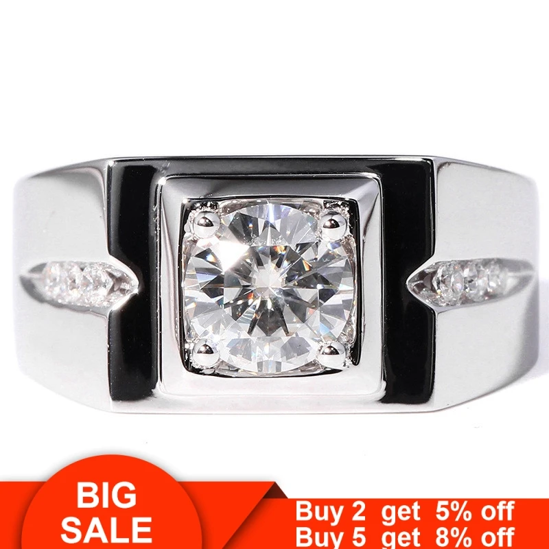 Solitaire male ring 925 Sterling silver 0.6ct AAAAA CZ Diamant Engagement Jewelry Wedding Rings for Men Finger ring - Image 2