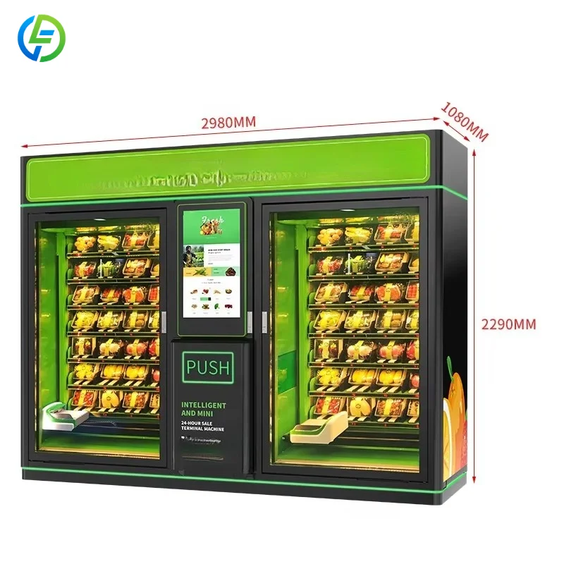 Factory Price Healthy Conveyor Belt Fresh Salad Fruit Vegetable Combo Vending Machine Vendo Machine Self-service Customized