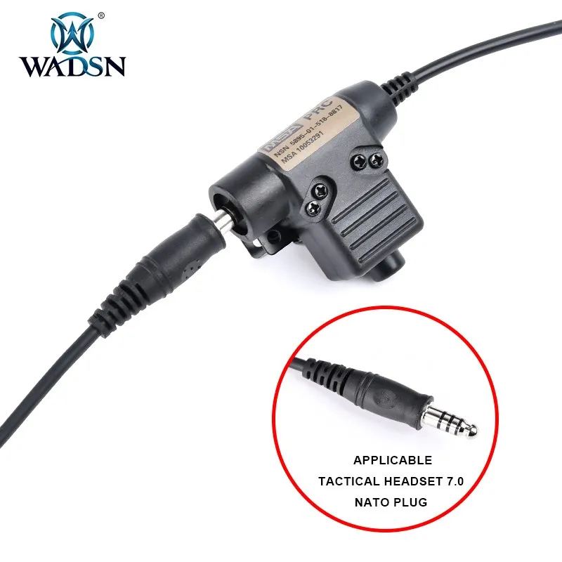 Wadsn tático u94 ptt 7.0 cabo plug adaptador de fone ouvido militar para walkie talkie tyt f8 ipsc acessórios rádio motorola kenwood