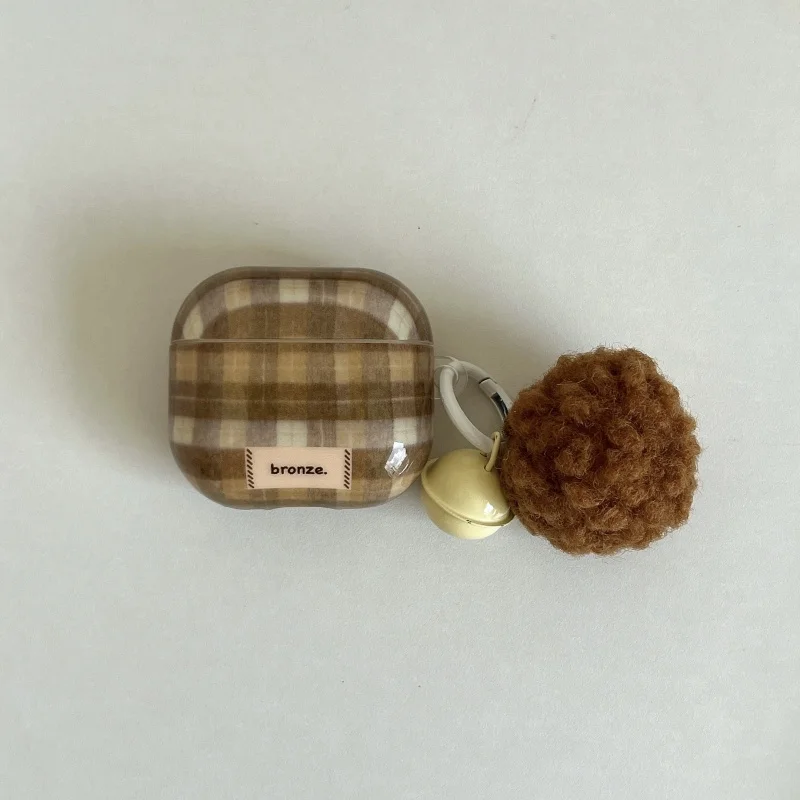 Brown Plaid Pattern Earphone Case For Airpods Series, 1, 2, 3, 4, Pro, Pro2, Pro3