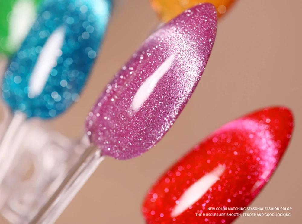 Vendeeni 10 Farben/Set Fluoreszierender Diamant-Katzenaugen-Gel-Nagellack Glitzer Magnetischer UV-Soak-Off-Gel-Lack mit Display – Detail 5