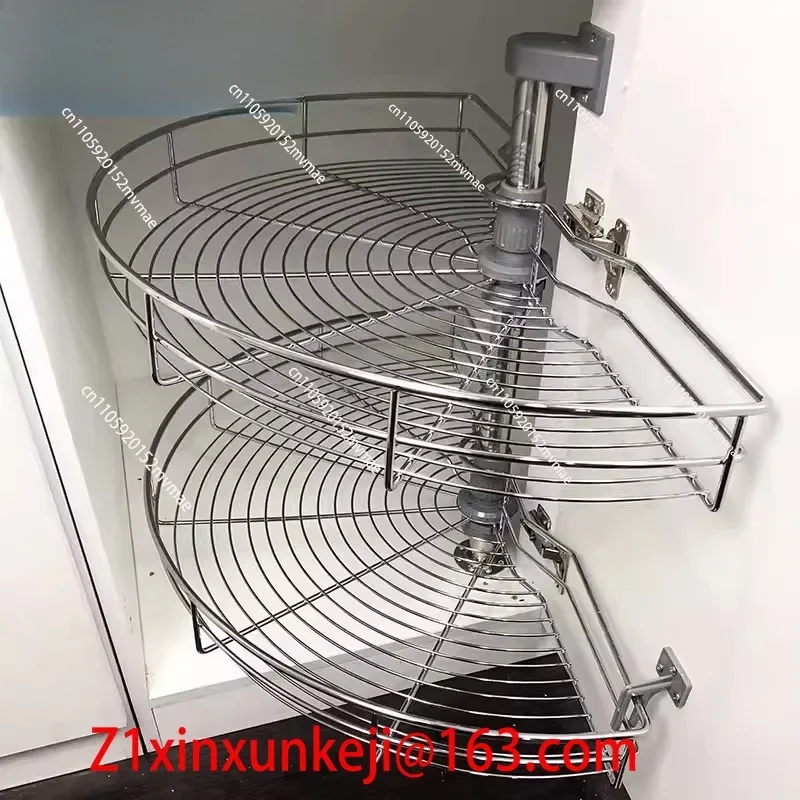 The Arc-shaped Pull-out Basket in The Corner of The Cabinet Can Be Rotated 180 Degrees for A Double-layer Storage Rack