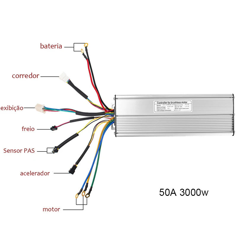 Square Wave 56V/90V 50A 3000W 18 Mos Brushless Motor Controller For Electric Bike Conversion Kit