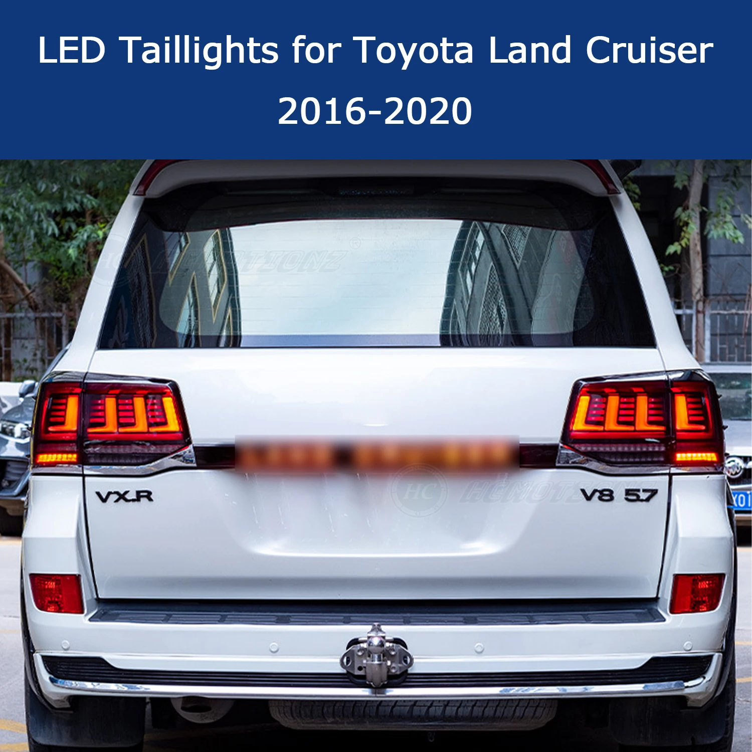 HCMOTIONZ LED Car Back Lamps Assembly for Toyota Land Cruiser 2016-2020 Roraima V8 J200 DRL Start up Animation LX570 Assembly