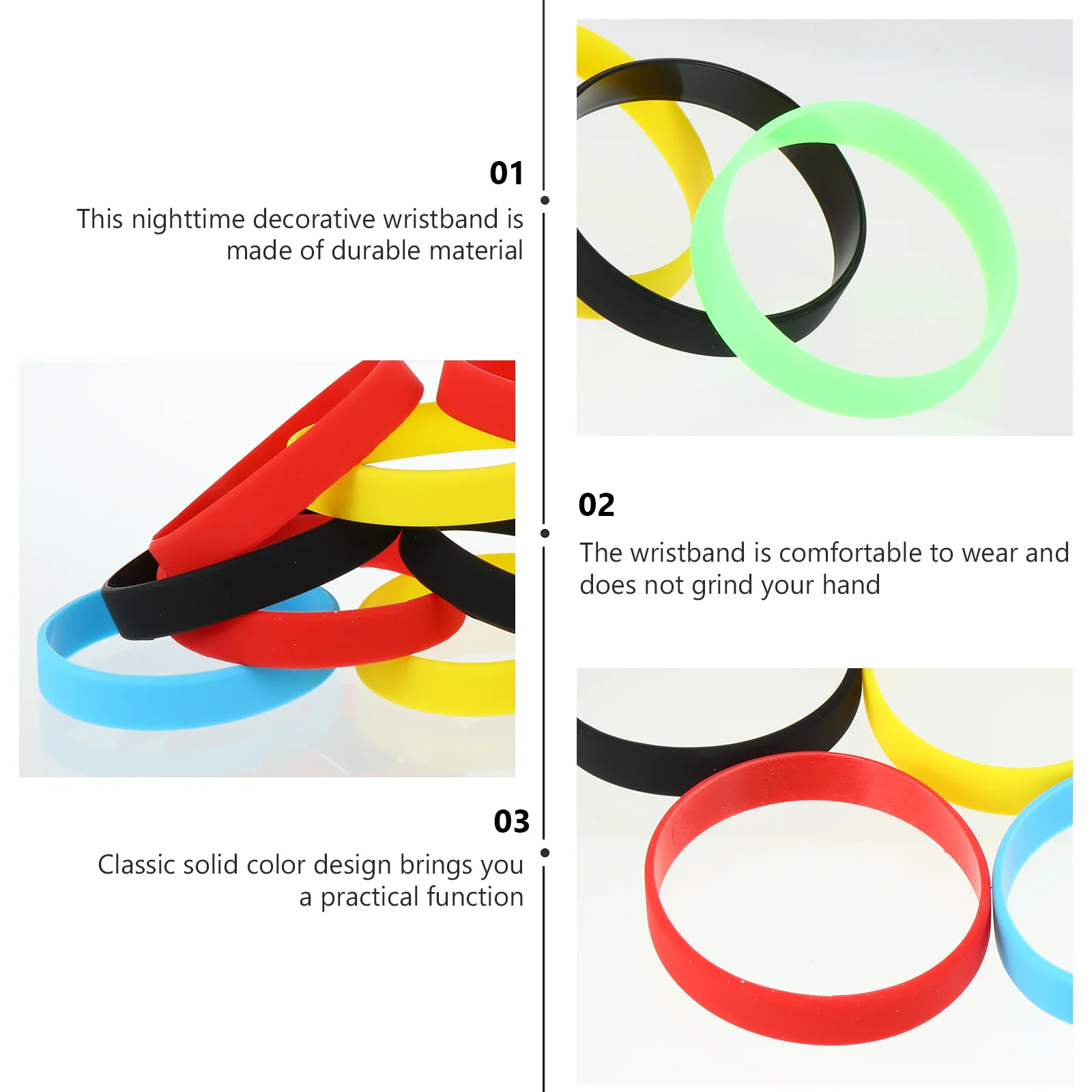 50 Pcs Aperture Silicone Bracelet Miss Bracelets Running for Night Rubber Mens Bangle Fitness